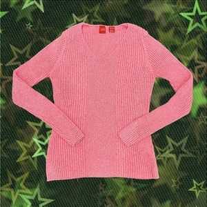 Valerie Stevens pink Mixed Knit V-Neck